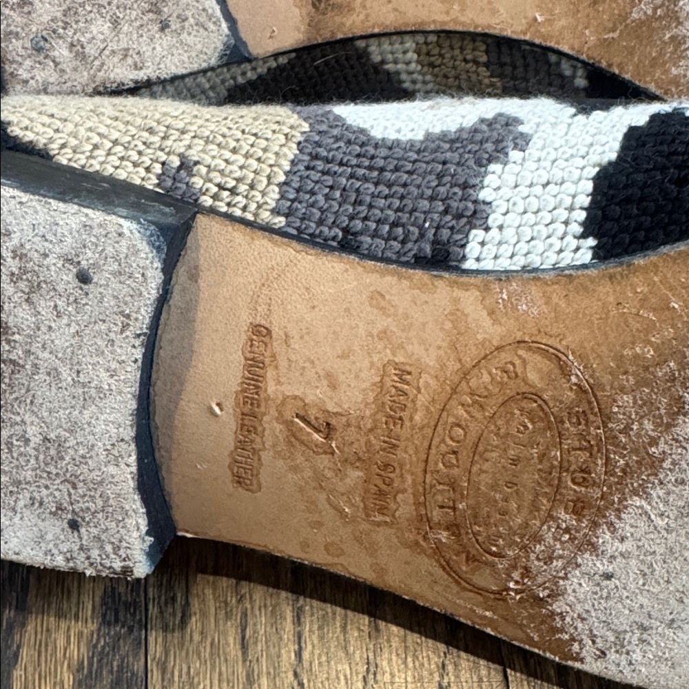 Stubs & Wootton Camo grey and tan Needlepoint Slipper neutral with black - Picture 7 of 7